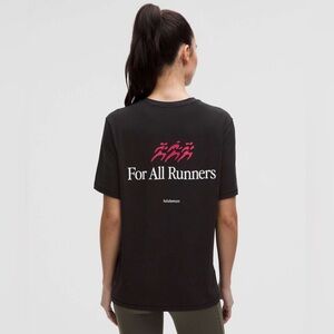 🆕 Lululemon Jersey Training Short-Sleeve Shirt *Run Graphic in Black Size 14